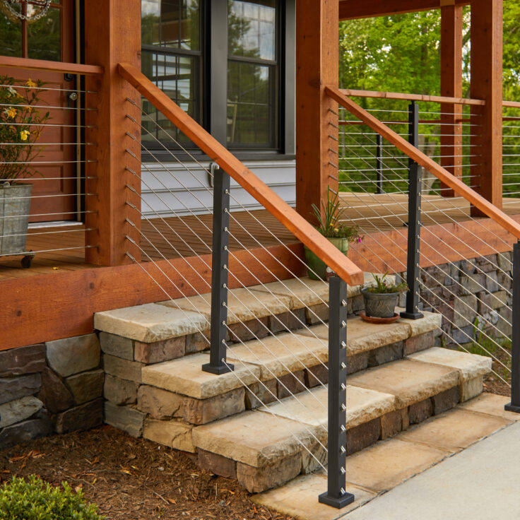 Wood Cable Railing Kits for a Wrap Around Porch