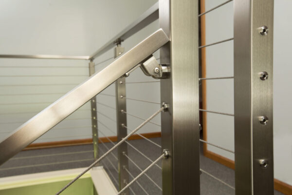 Cable Railing with metal posts and handrails