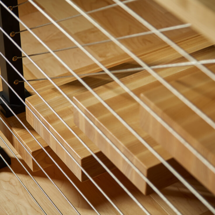 Ash Thick Stair Treads and Cable Railing