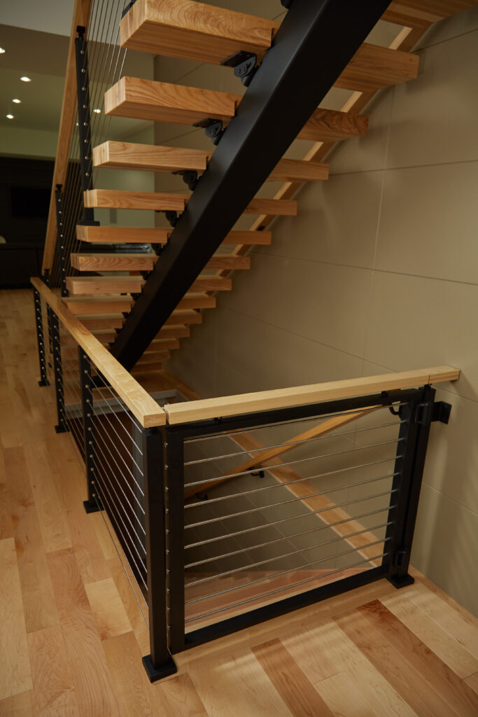 Cable Railing Gate and Floating Stair Stringer