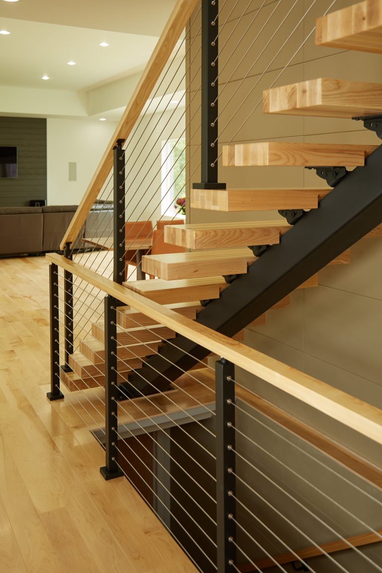 Interior Floating Stairs Cable Railing