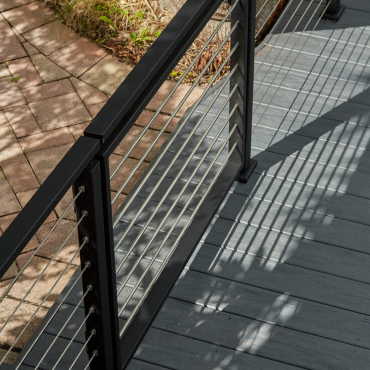 Black Cable Railing on riverside Deck