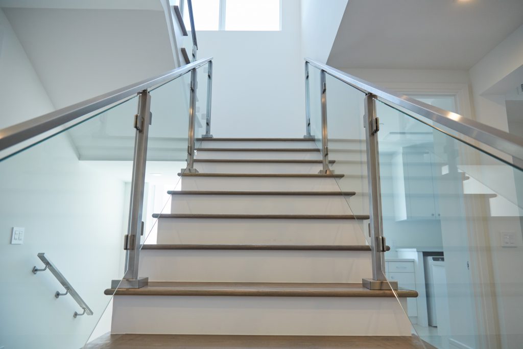 Glass Railing and Floating Stairs upward view