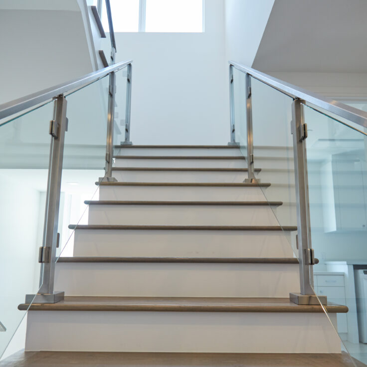 Glass Railing and Floating Stairs upward view