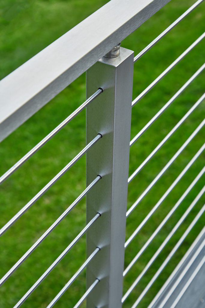 Lakeside deck stainless steel rod railing post detail