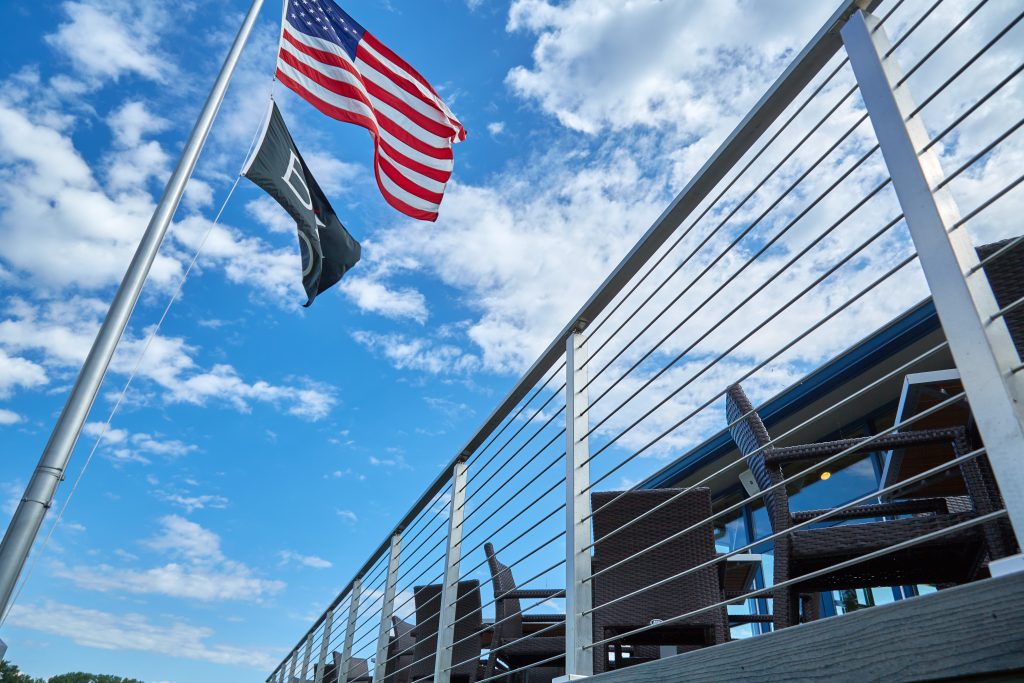 Exterior Cable Railing with American Flag