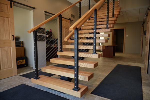interior design Cable Railing on Floating Stairs