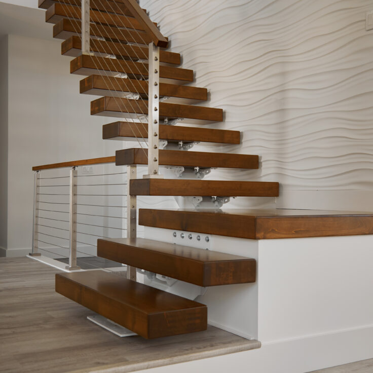 Floating Stair with Wooden Stair Treads