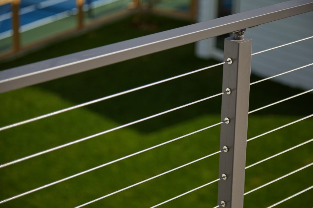 Cable Railing Close up silver posts