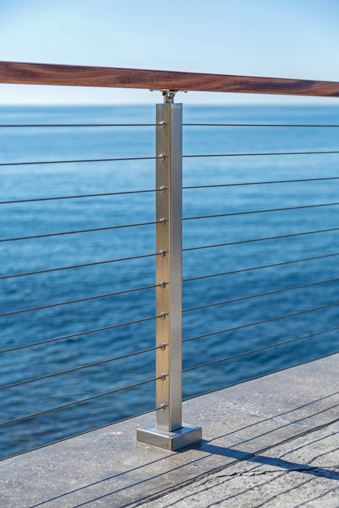 Cable Railing post ocean side deck