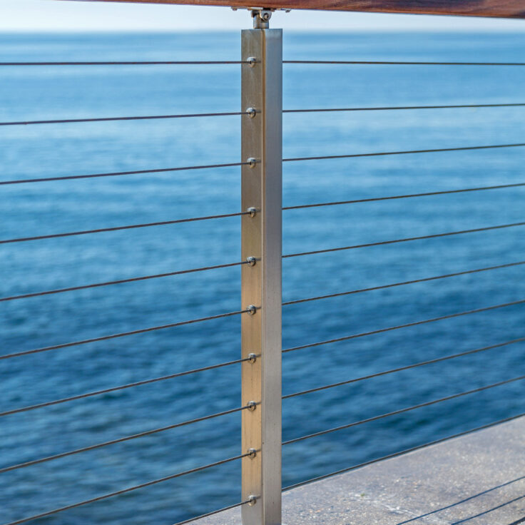 Cable Railing post ocean side deck