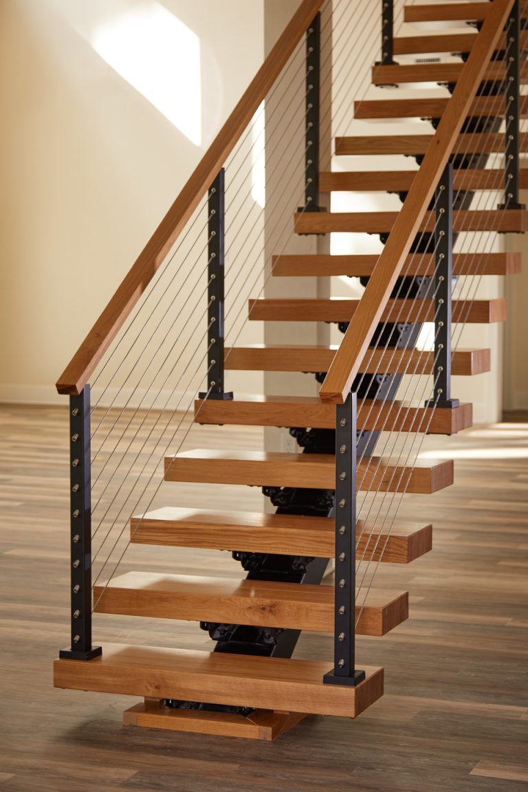 Floating Stairs with White Oak steps