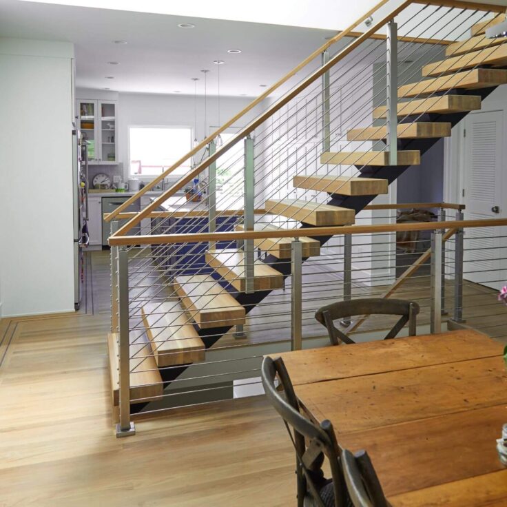 Floating Staircase with Thick Treads