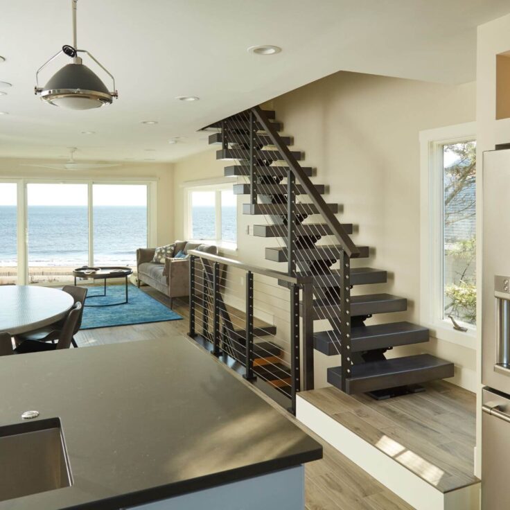 Floating Staircase with Beach View