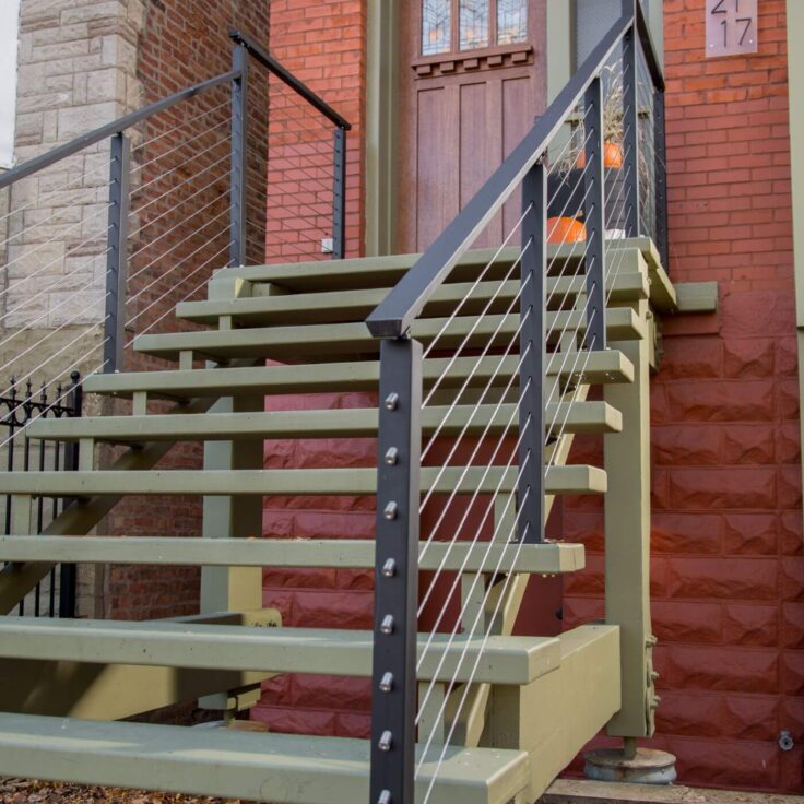 Black Powder Coated Cable Railing Posts