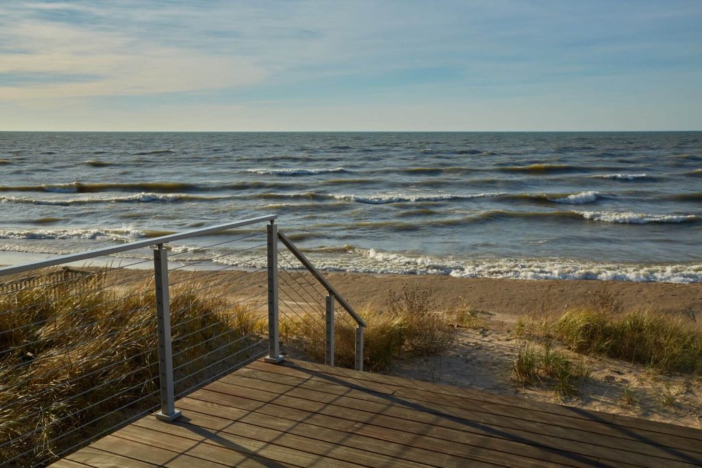 Cable Railing with Beach and Lake