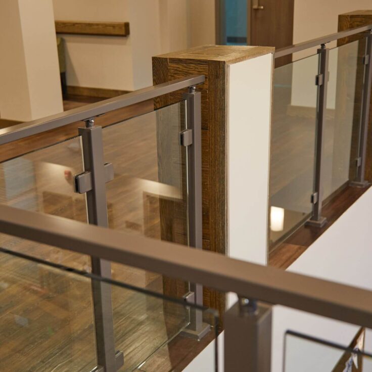 Glass Railing system with Metal Handrail