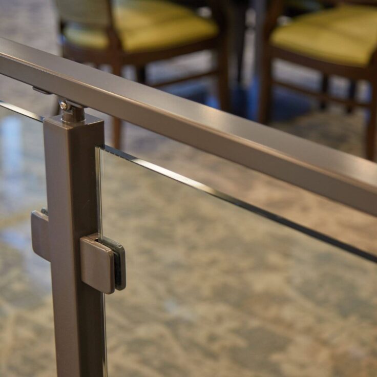 Post with Metal Glass Handrail