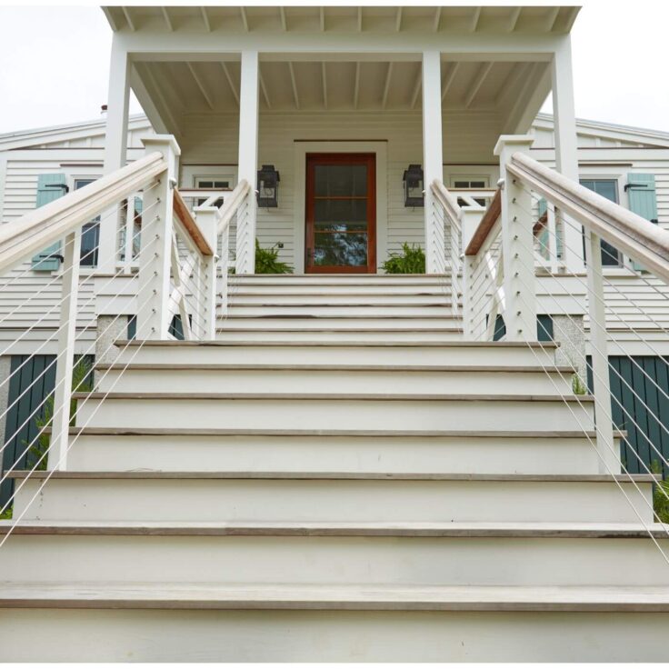 Cable Railing with Wooden Handrail for Stairs