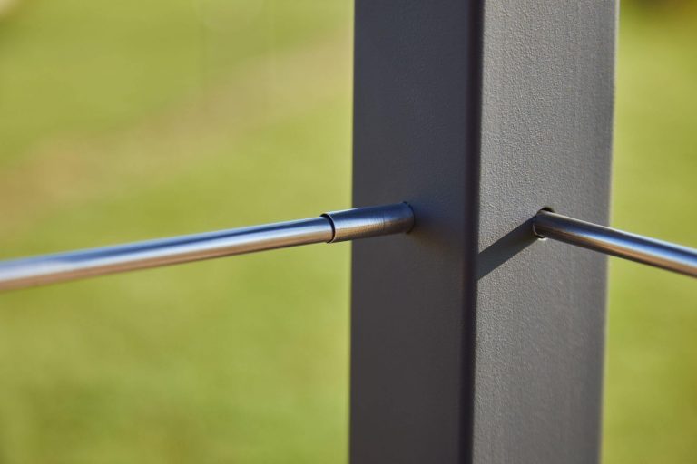 Close Up of Rod Railing Components for Deck