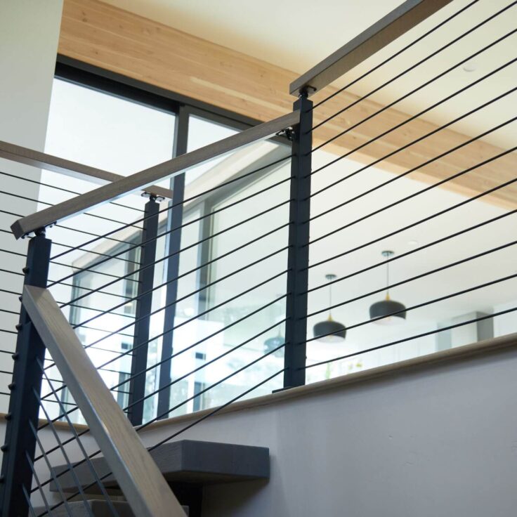 Residential Stairs with Rod Railing