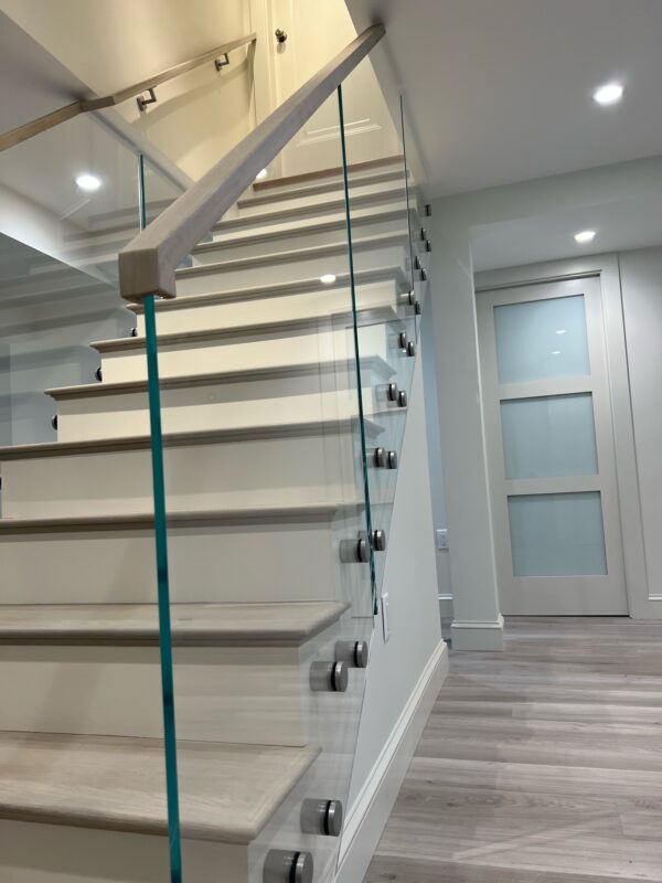 Glass Railing with Standoff Pins - Stair Glass Clamps - Viewrail