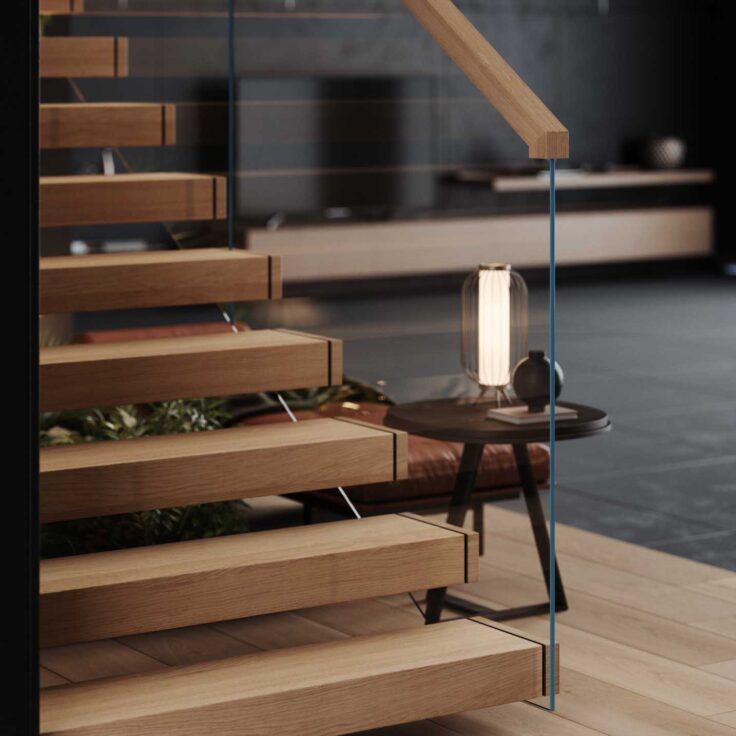 Floating Staircase in dark room