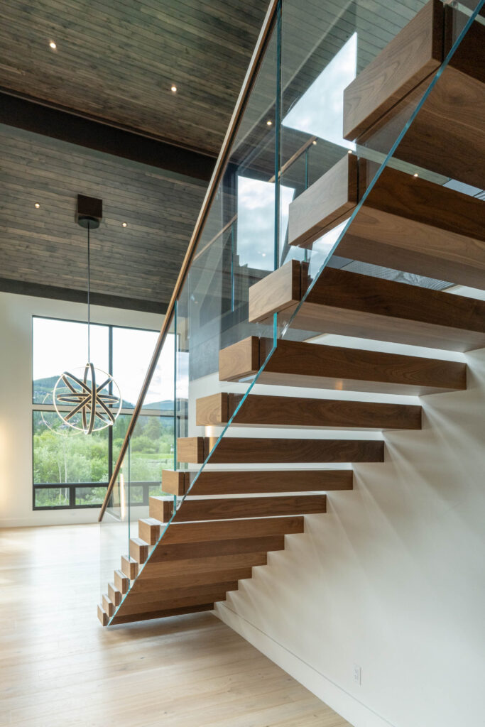 Viewrail glass railing and treads featured in an indoor home project in Colorado