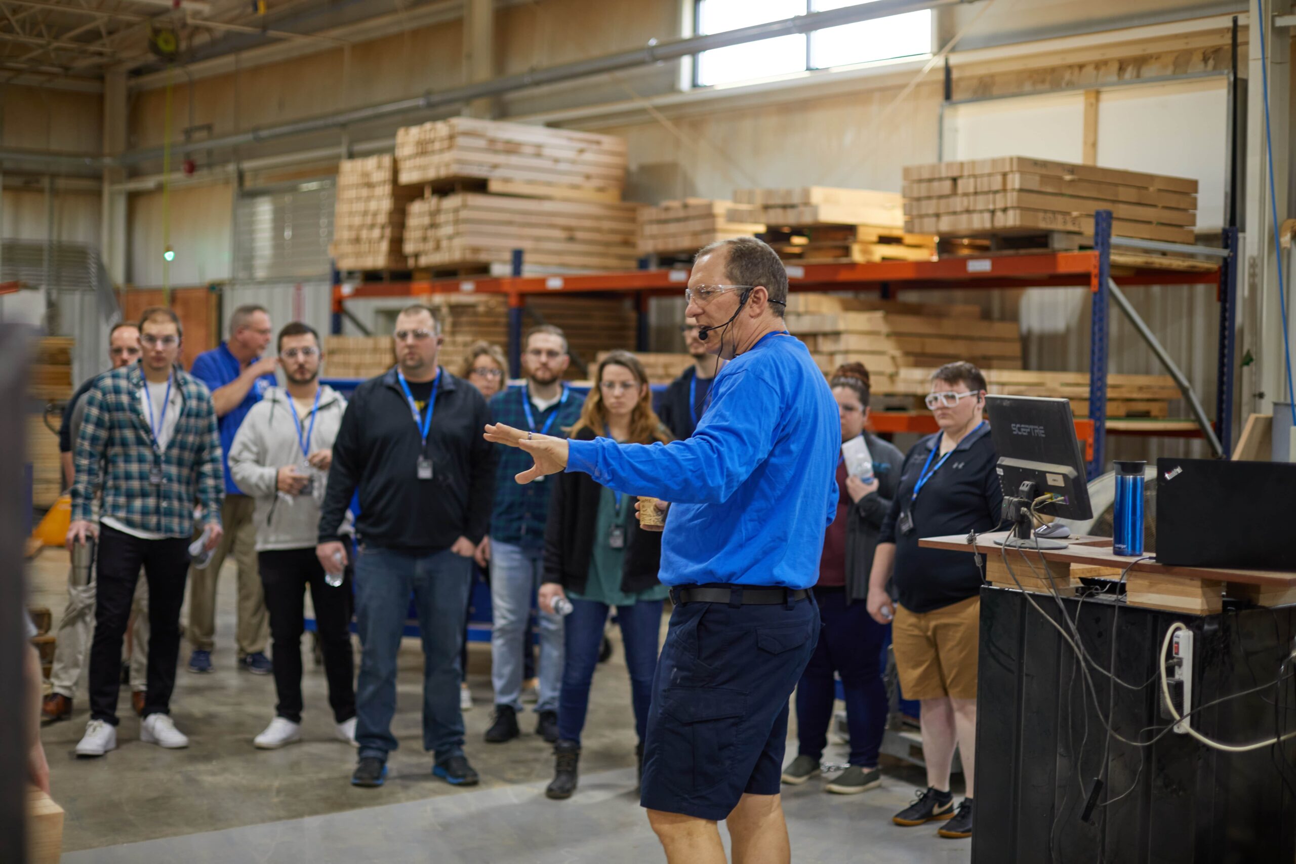 Len Morris, Founder and CEO of Viewrail, leading a tour of Viewrail plants and facilities in Goshen Indiana