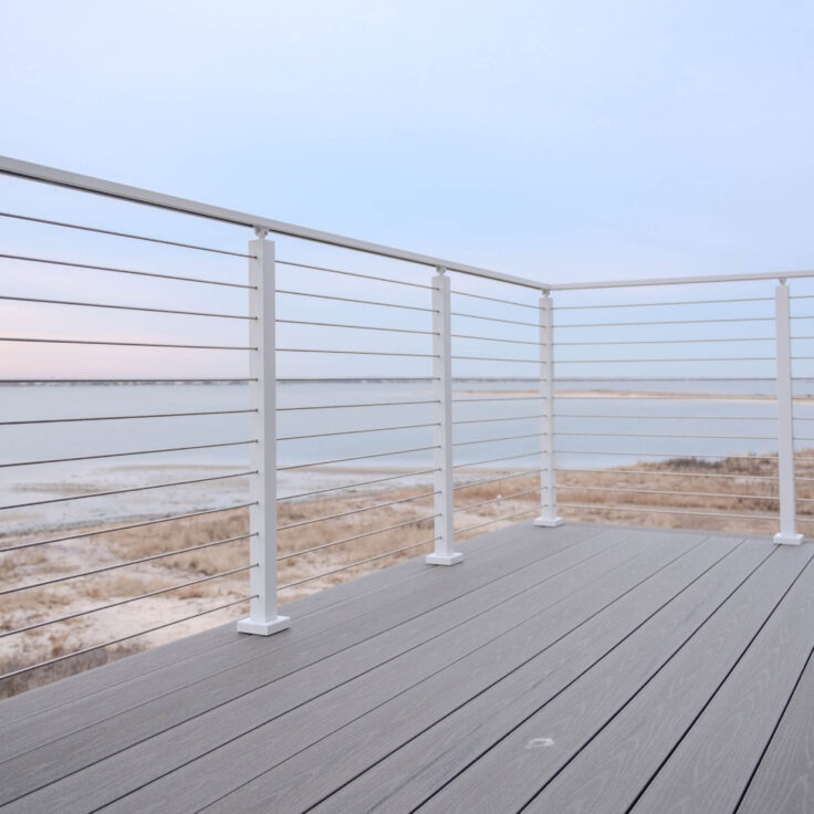 White Rod Deck Railing on the Coast