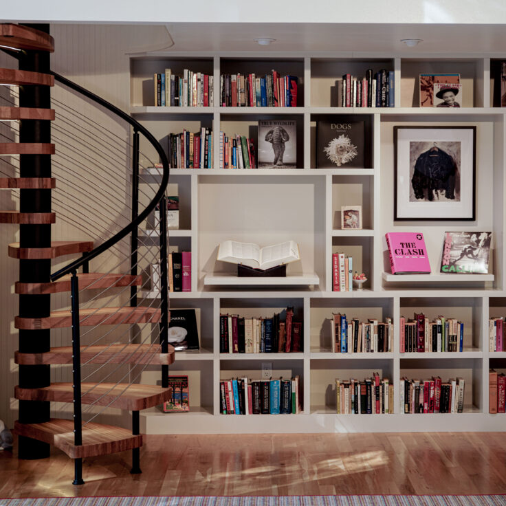 Stunning Spiral Staircase in a Spectacular Home Library