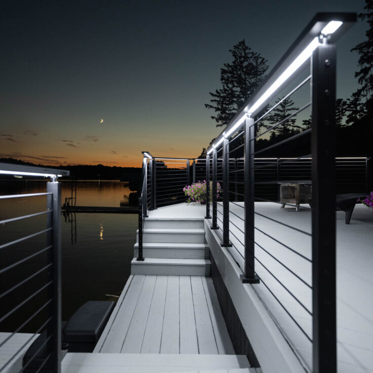 Twilight Deck with LED Handrail and Cable Railing