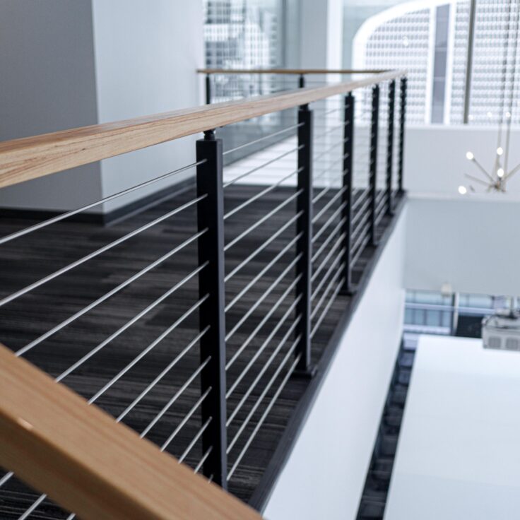 Sleek Balcony Railing in a Modern Office