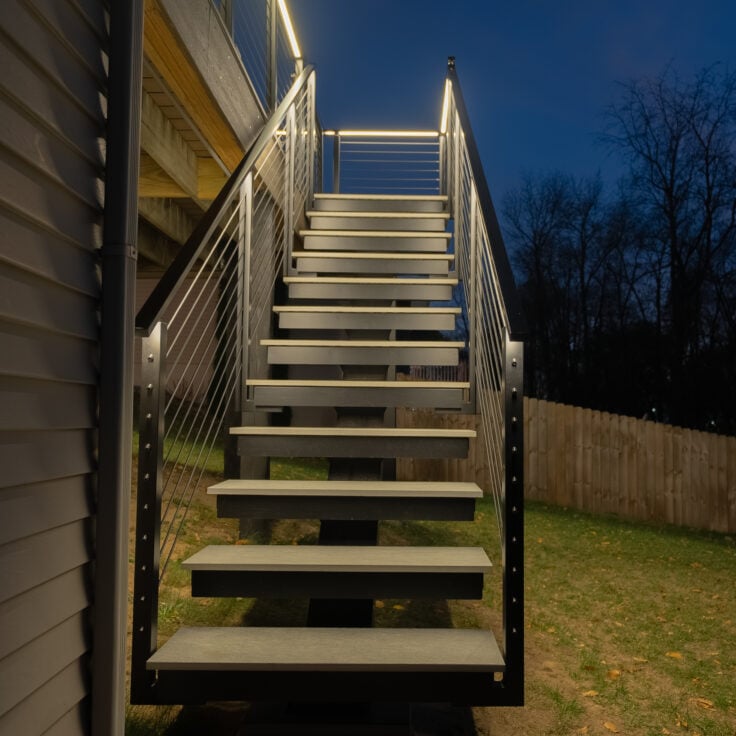 Elevated Deck with FLIGHT Mono featuring Porcelain Treads