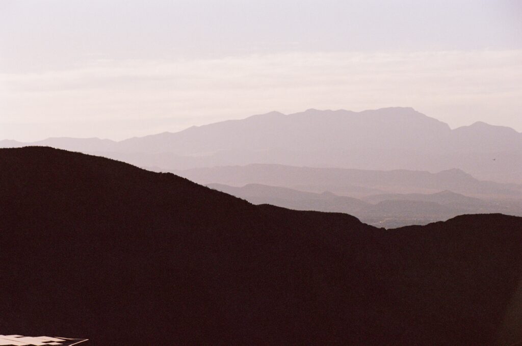 A view of the surrounding landscape at dusk in Henderson, NV