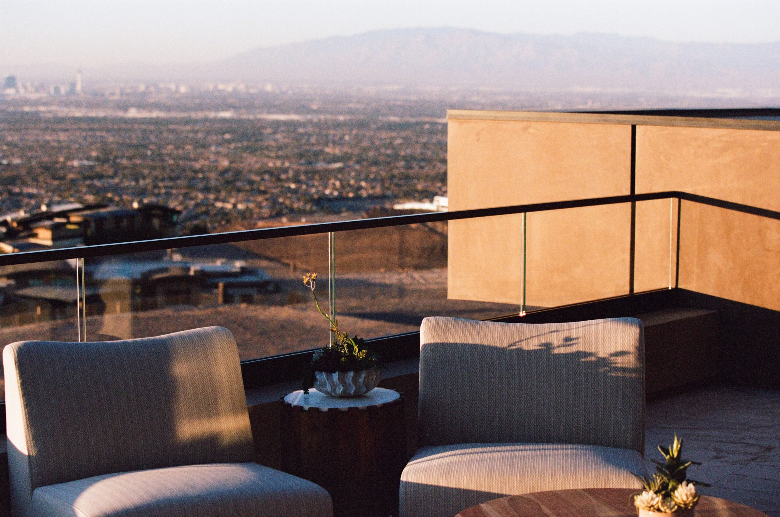 A view of Las Vegas from the balcony, showcasing Viewrail glass railing.